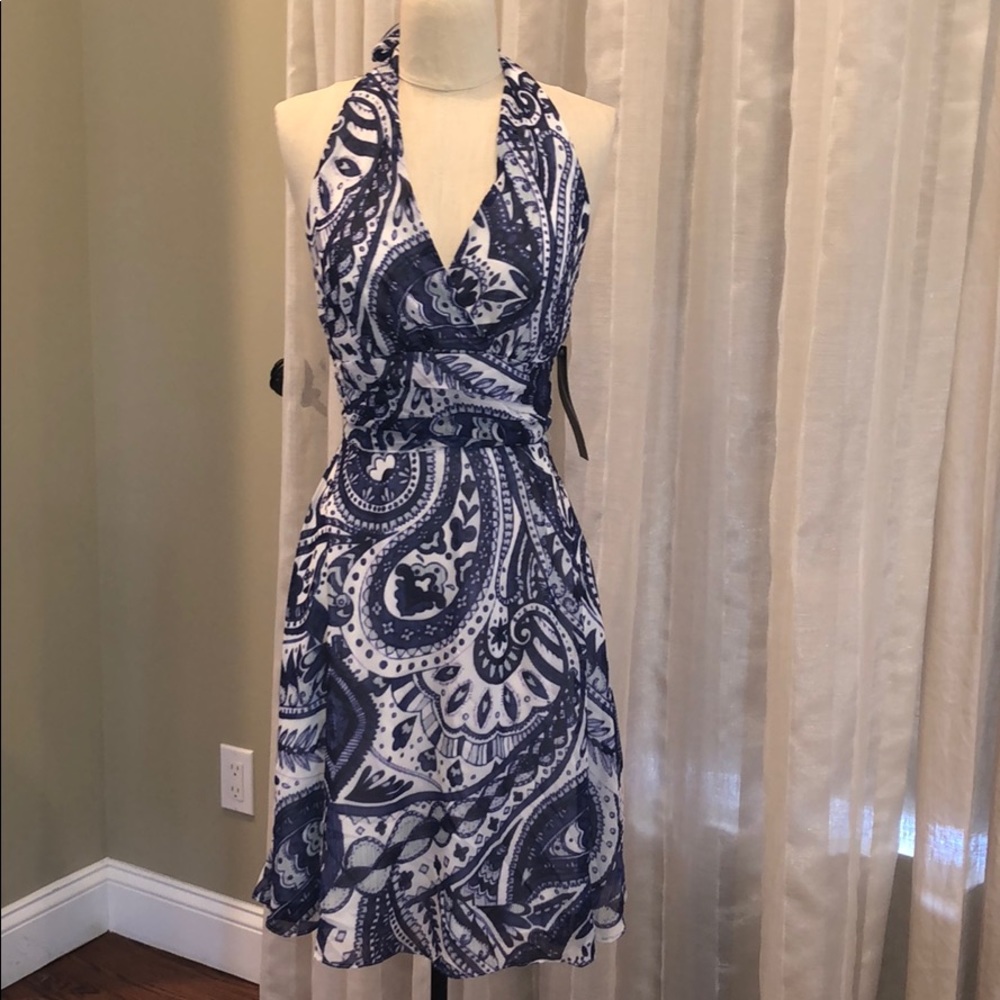 NWT Roulette Printed Chiffon Halter Dress